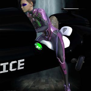 hover cycle bike cyber girl eye ear wear