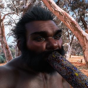 Aborigine with digeridoo